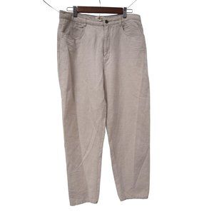 Vtg Talbots Womens Pants 14P Petite Linen/Cotton Beige High Waist Straight Leg